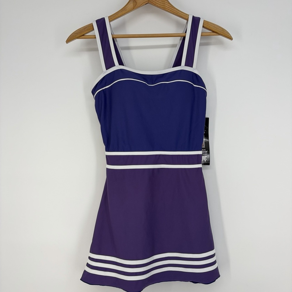 Shore Shapes Swimwear Dress 8 Sleeveless Swim dress Purple Nautical Blue Beach